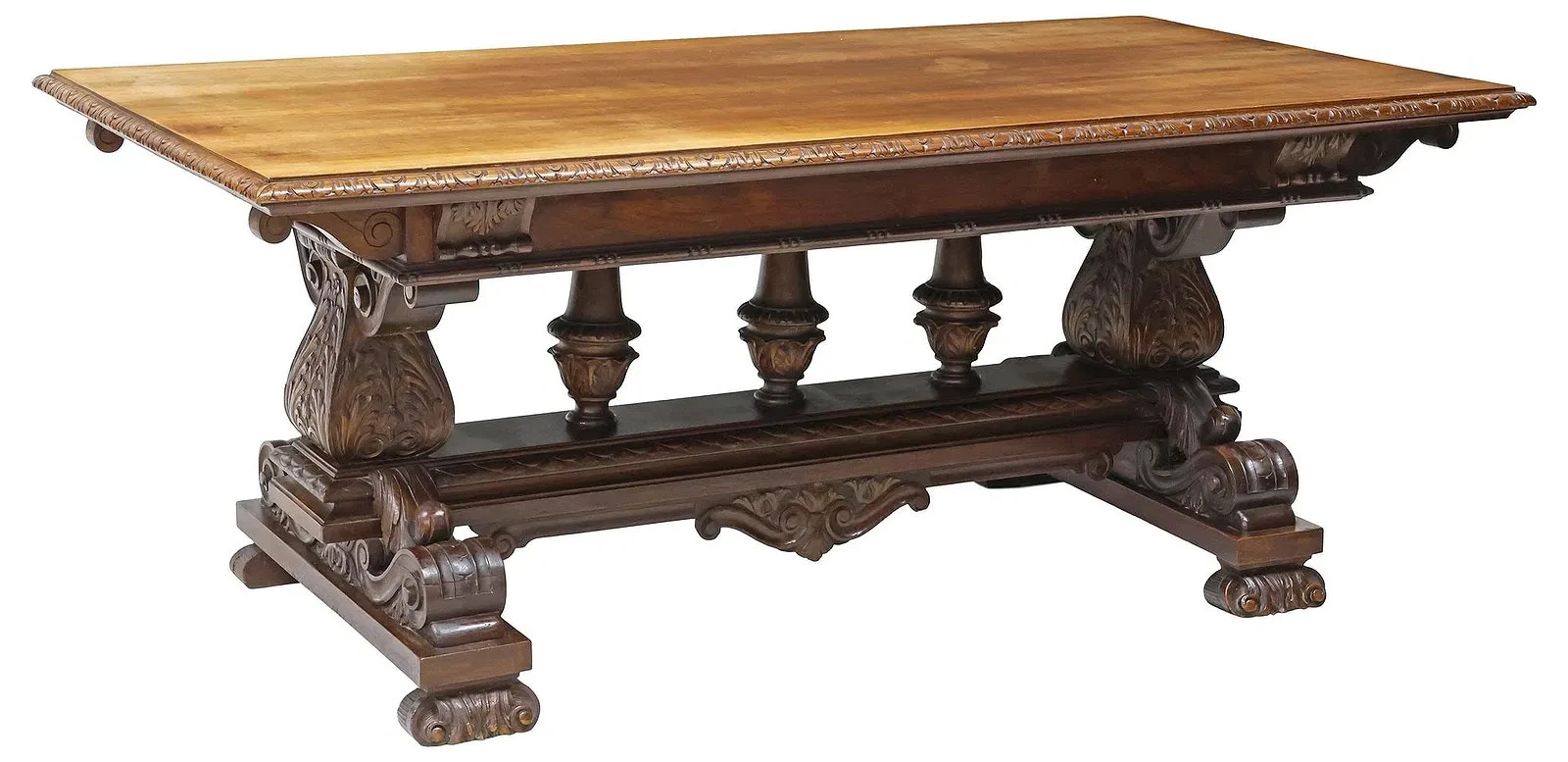 Antique Dining Table, Italian Renaissance Revival, Walnut, U. Brichetto Genoa!!