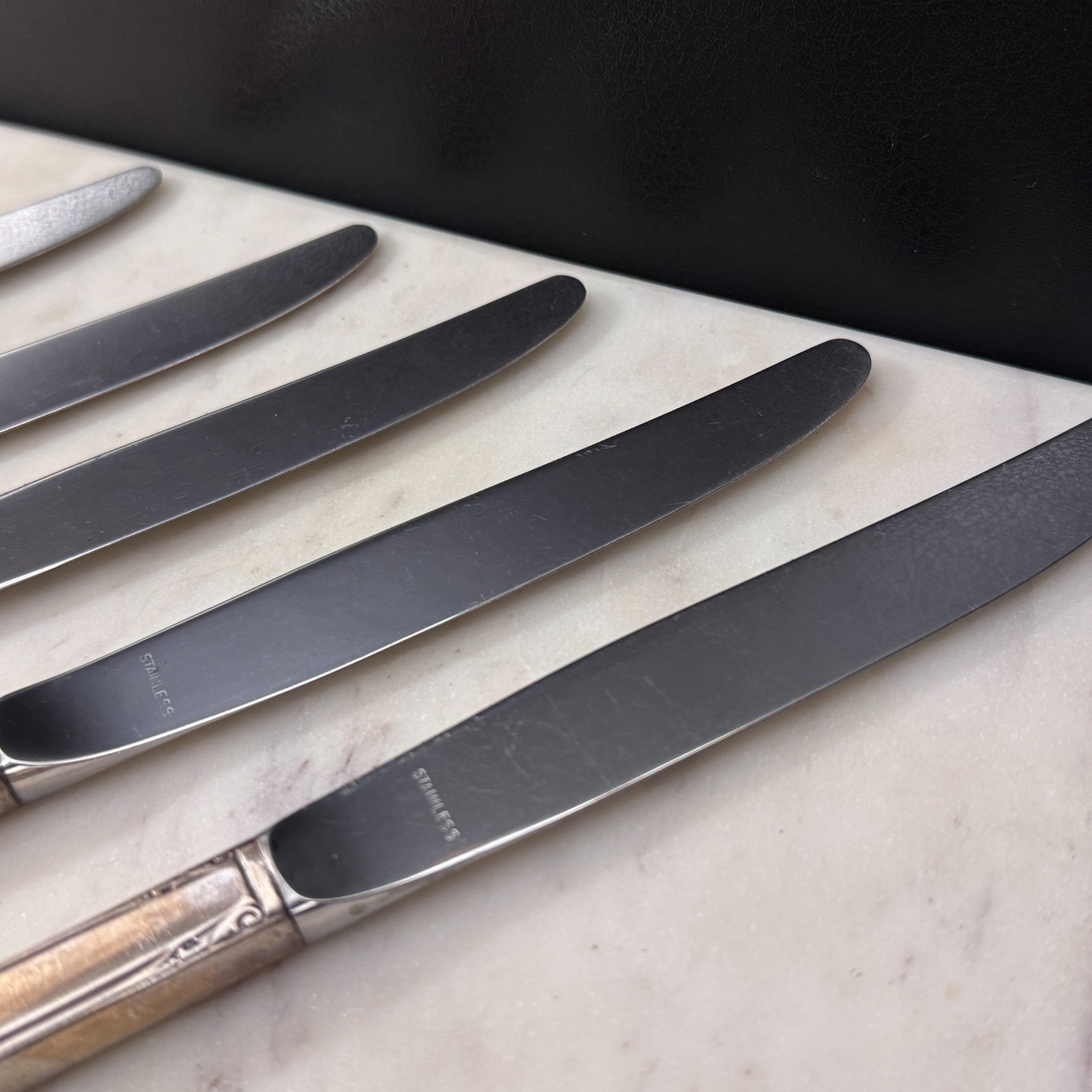 May Queen Stainless Dinner Knife Silverplate Handle International Silver 5pc Set