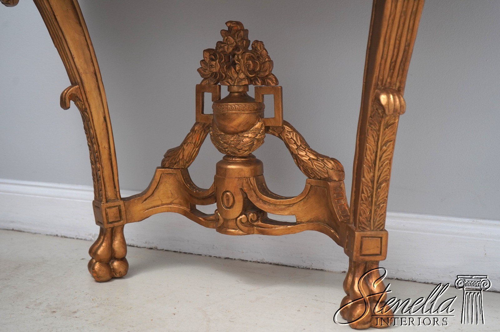 72255: Pair Of French Louis XV Style Marble Top Wall Console Tables