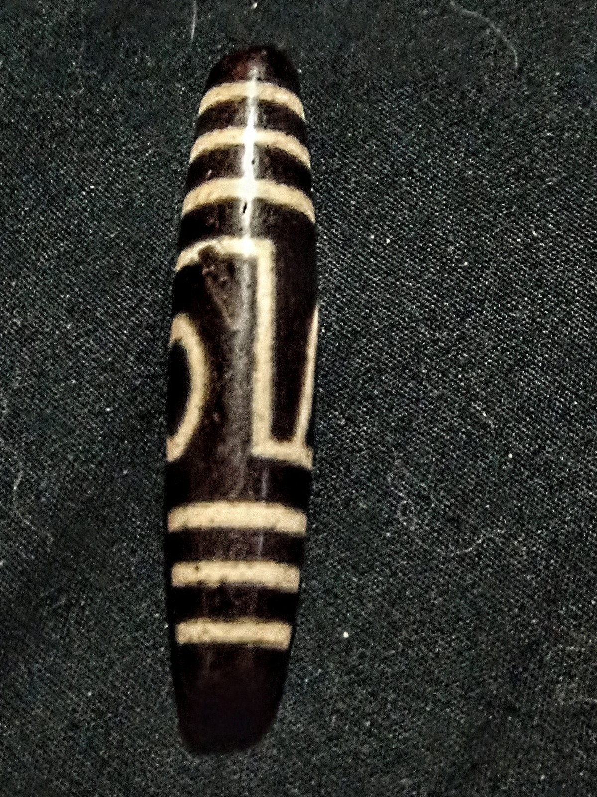 Pre-1800s Indo/Tibetan Old Agate 1 Eye Mountain Peak Dzi Bead 13*57mm 13.7grams