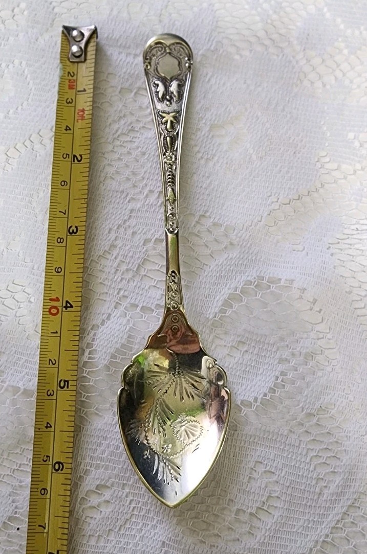 🥰SOMEWHAT DISTRESSED HIGHLY ORNATE EUORPEAN SILVERPLATED JELLY SERVER SPOON🍯