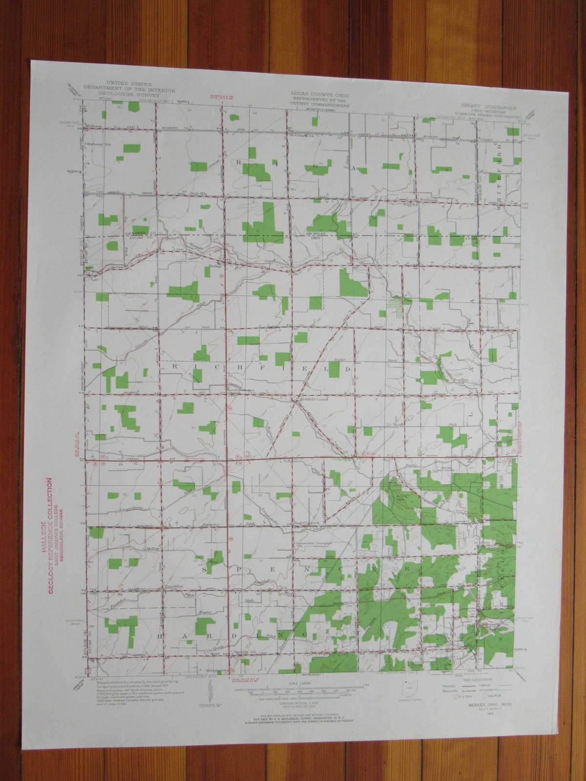 Berkey Ohio 1961 Original Vintage USGS Topo Map