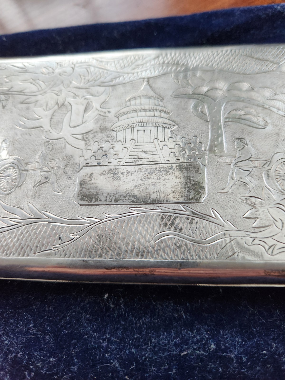 Chinese Export Sterling Silver Cigarette Case Money Holder Card Box WWII USMC