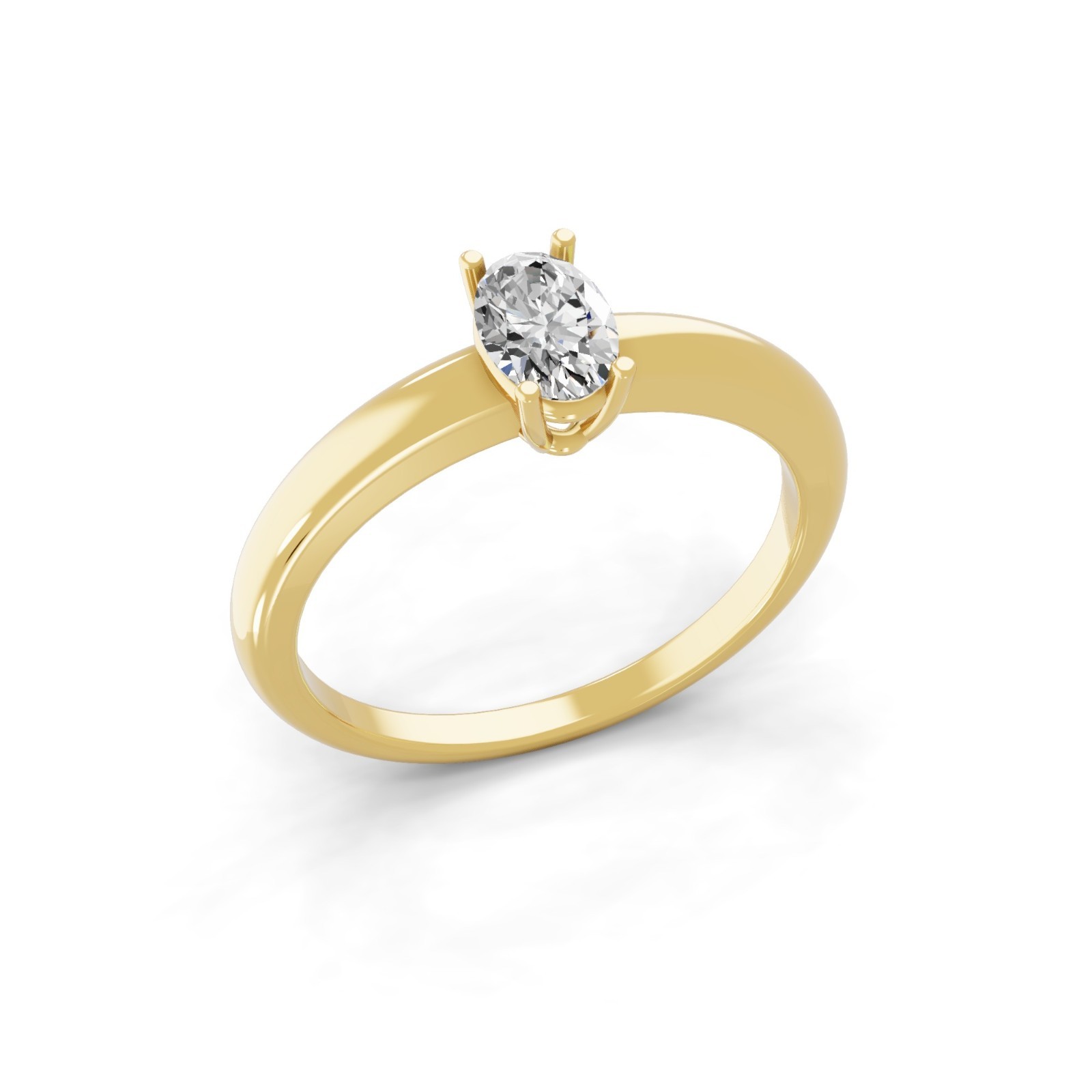 0.50 Ct Lab Grown Oval Diamond Solitaire Band Ring 9K Yellow Gold Wedding Gift