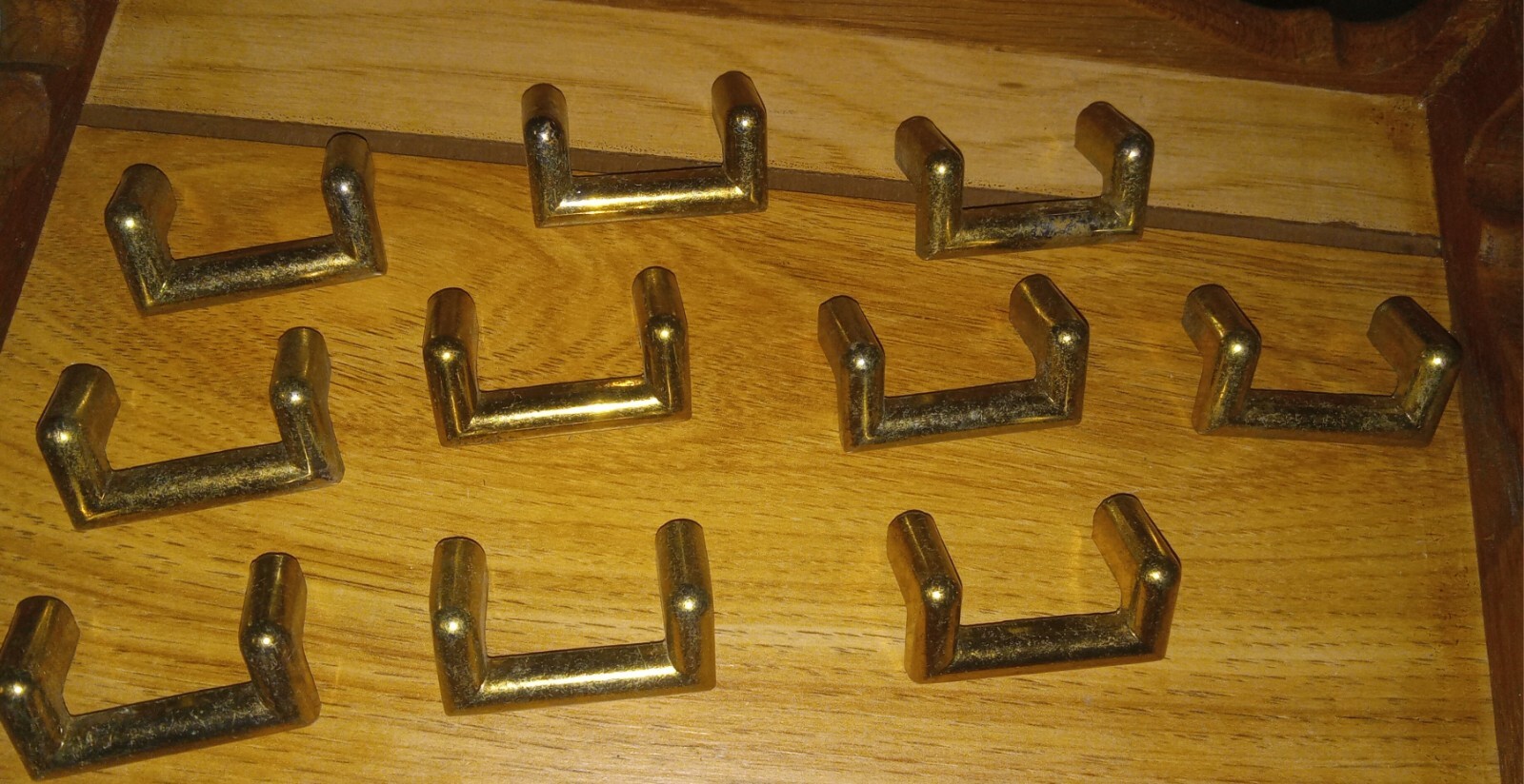 10 Vintage Brass Drawer Pulls 1 1/2 Inch Long 3/4 Tall