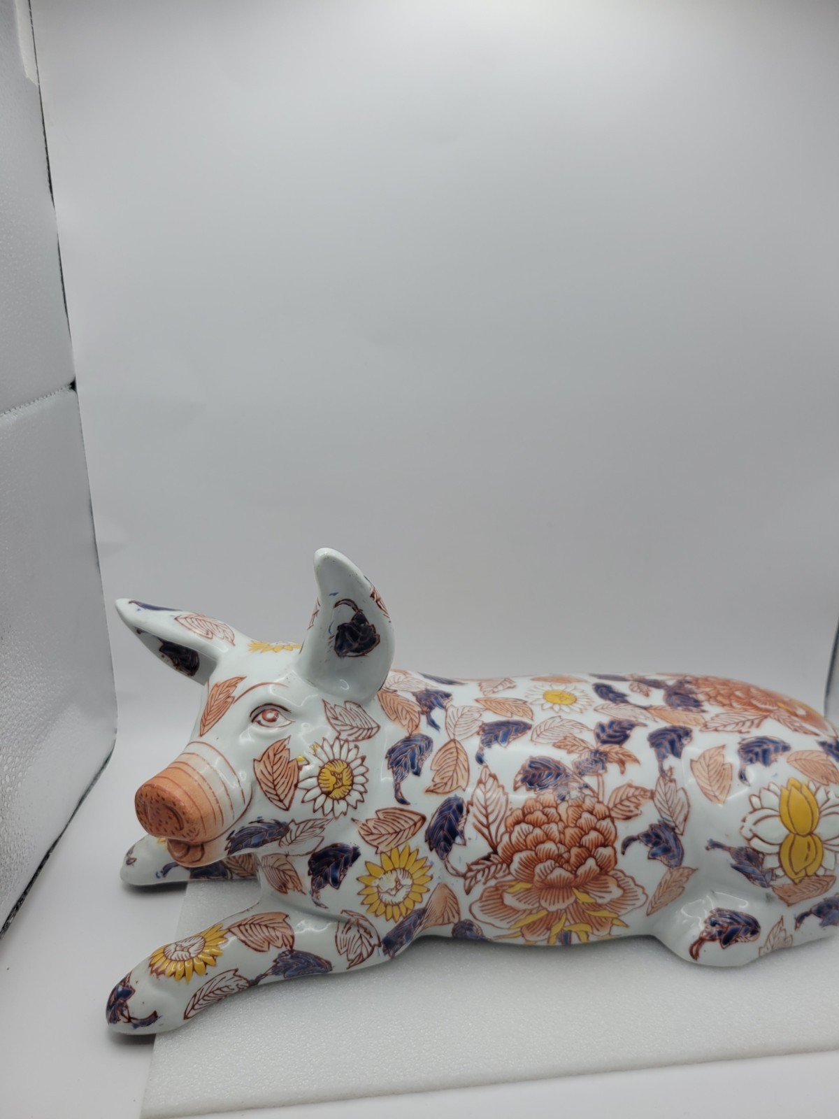 Antique Imari Pig Asian Ornament Porcelain Ceramic Hand Painted 30cm Japan China