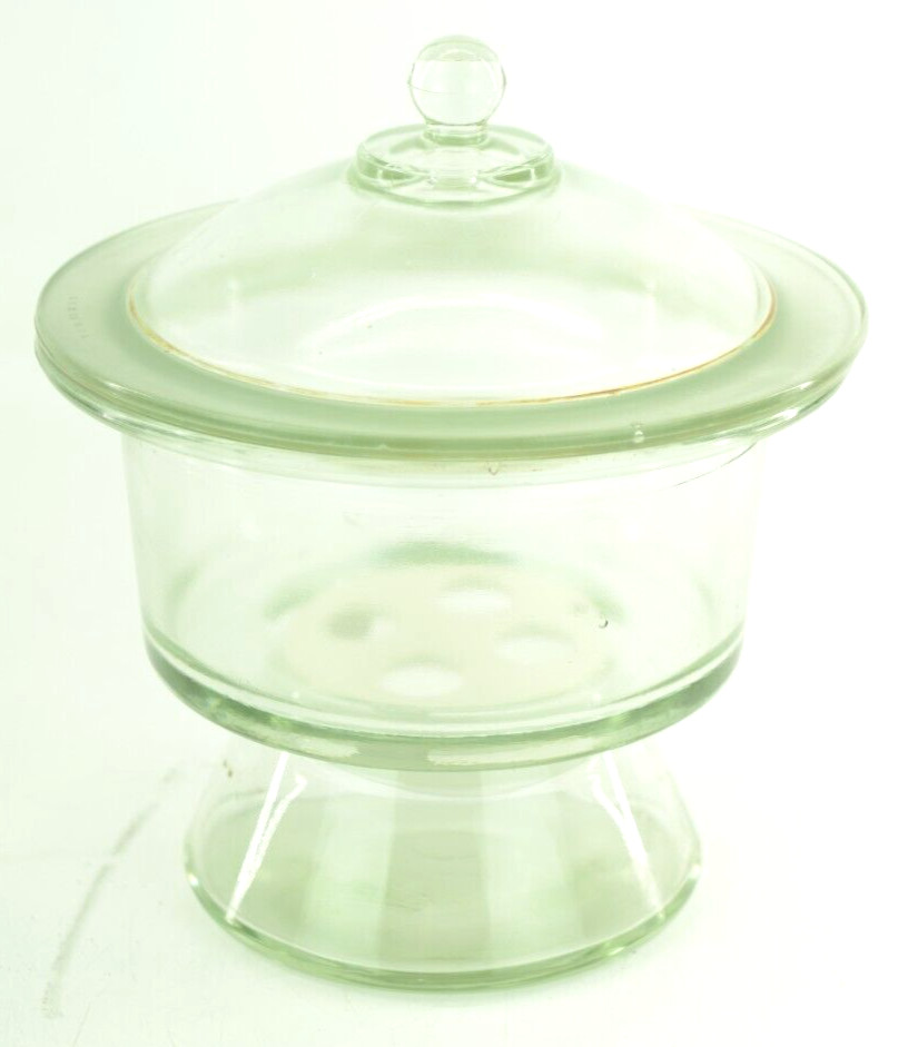 Vintage T.C.W. Co. Glass Lidded Apothecary Globe – 11 Inch Diam. W/ Coors Plate