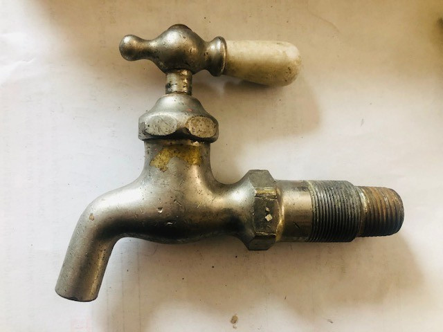 Antique Standard Wall Mount Water Faucet Nickel Plated With Hot Porcelain Handle