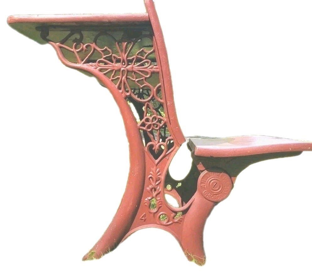 Antique American Childrens School Desk Cast Iron Scrollwork Base