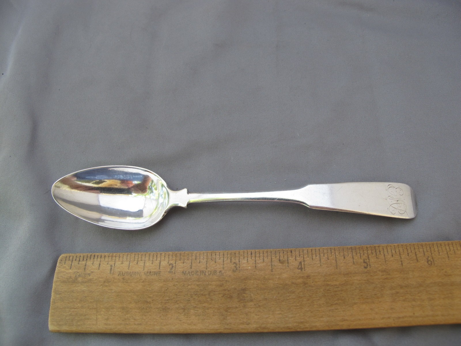 Good PHILADELPHIA Fiddle Pattern Coin Silver TEASPOON-John McMULLIN-IM Mark