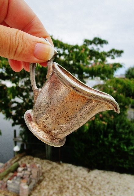 c.1920 Antique DRUG & CHEMICAL CLUB OF NEW YORK Silver Soldered Creamer PITCHER