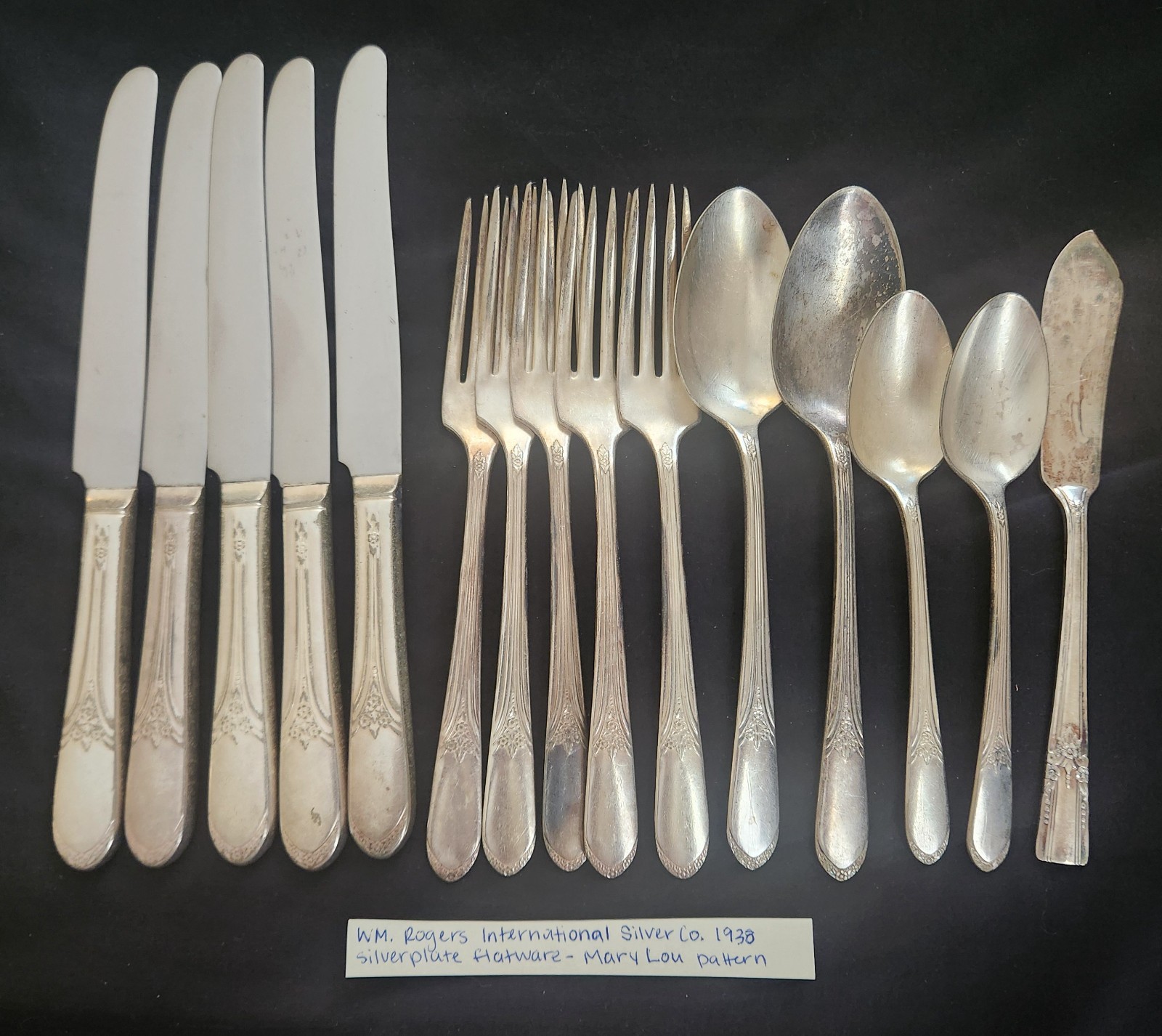 Rogers International Silver Flatware 1938, Mary Lou-Devonshire, 15pc