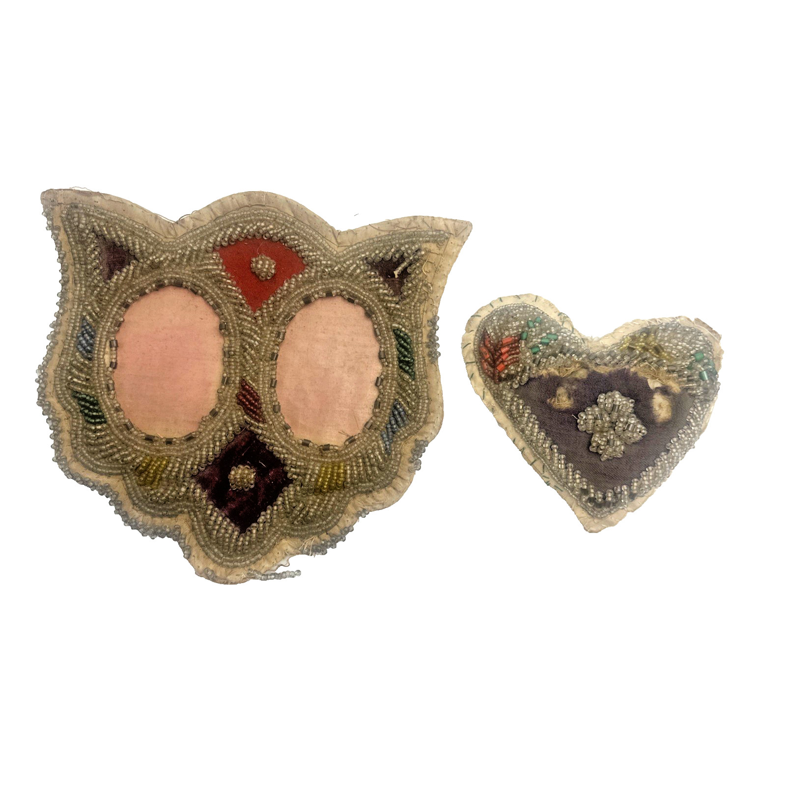 Antique Native American Indian Beaded Iroquois Mohawk Whimsy Frame Heart