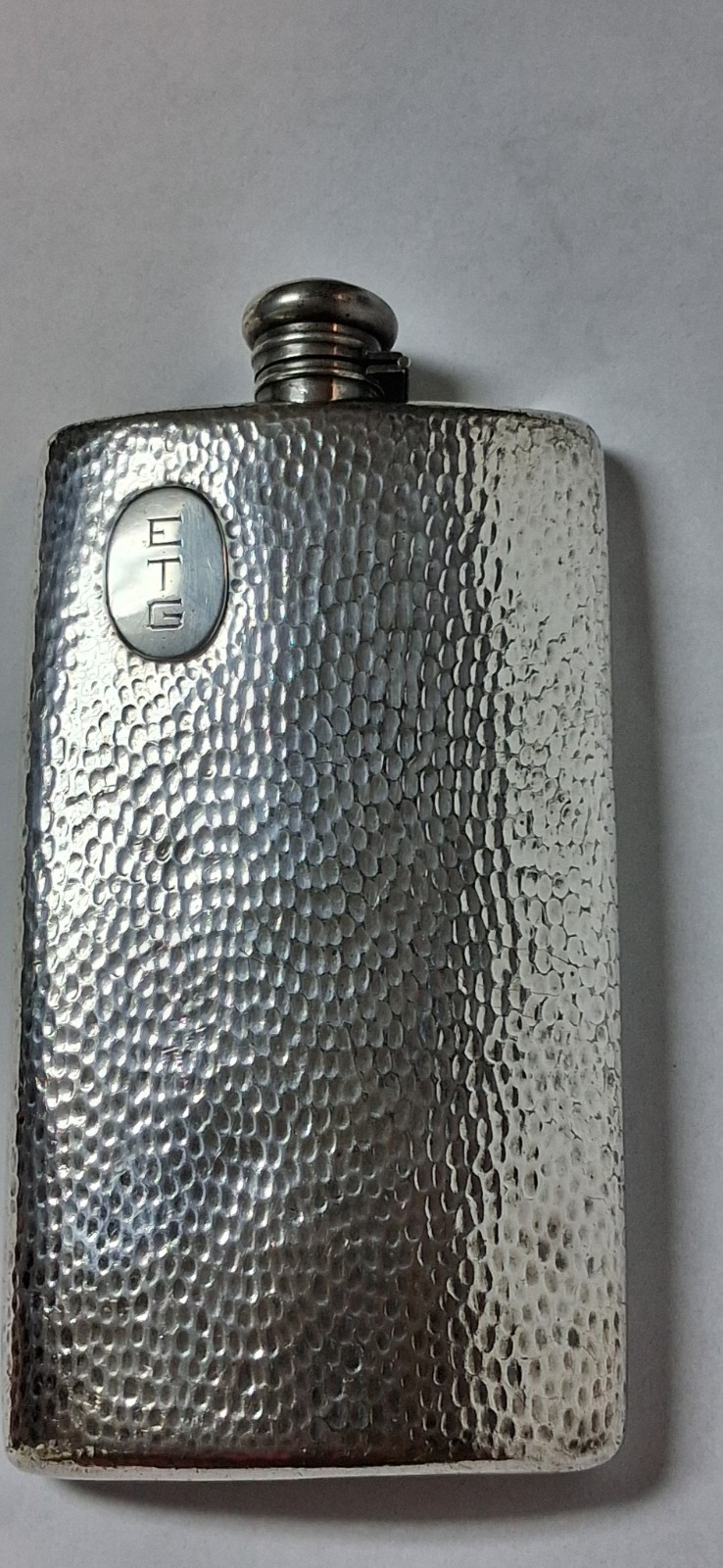 Antique Silver Plate Meriden Co Flask Hammered Pattern Circa 1920