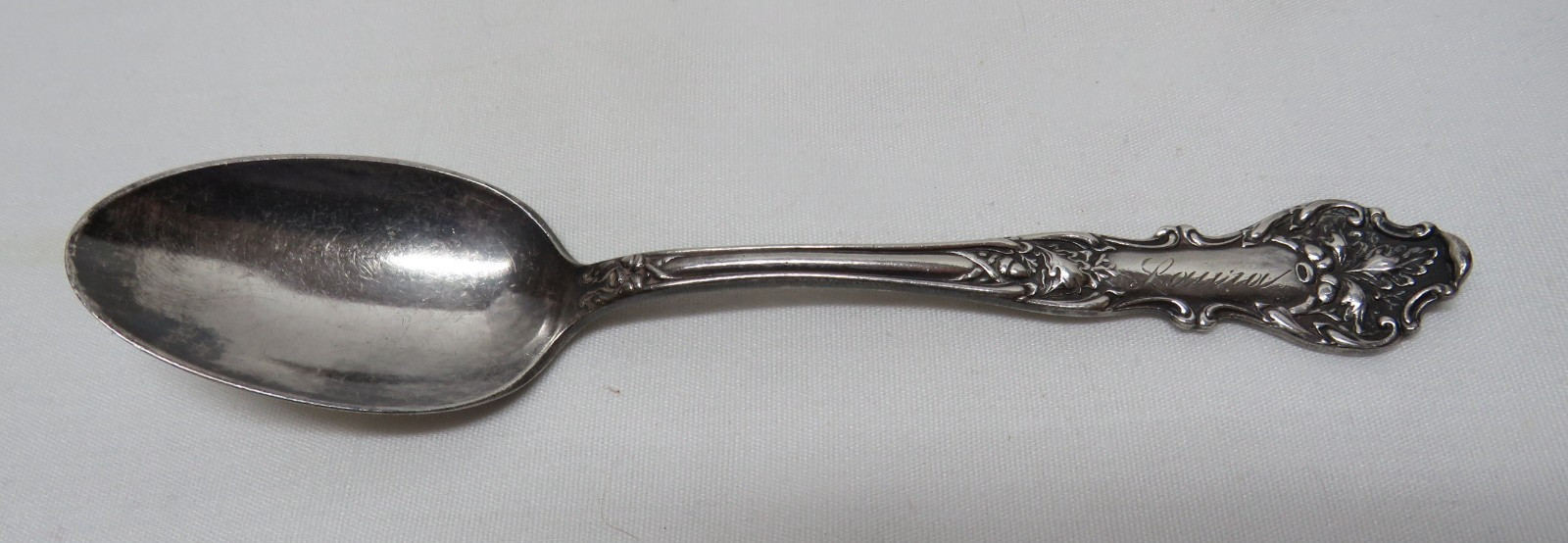 1847 Rogers Charter Oak Antique Silverplate Teaspoon LAURA Monogram