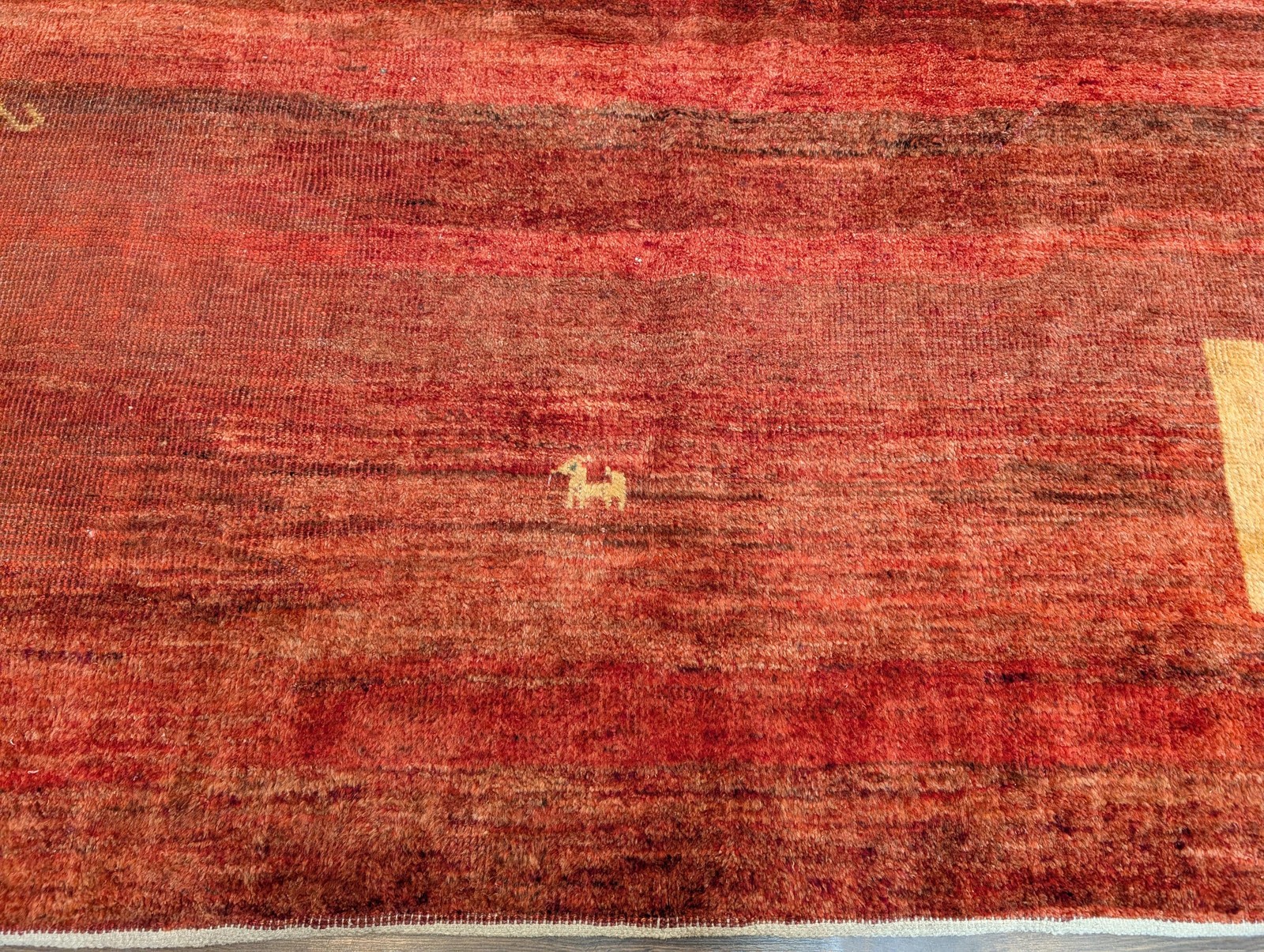 Per’sian Gabbeh Rug 8×10, Animal Pictorials, Bohemian, Rust Red