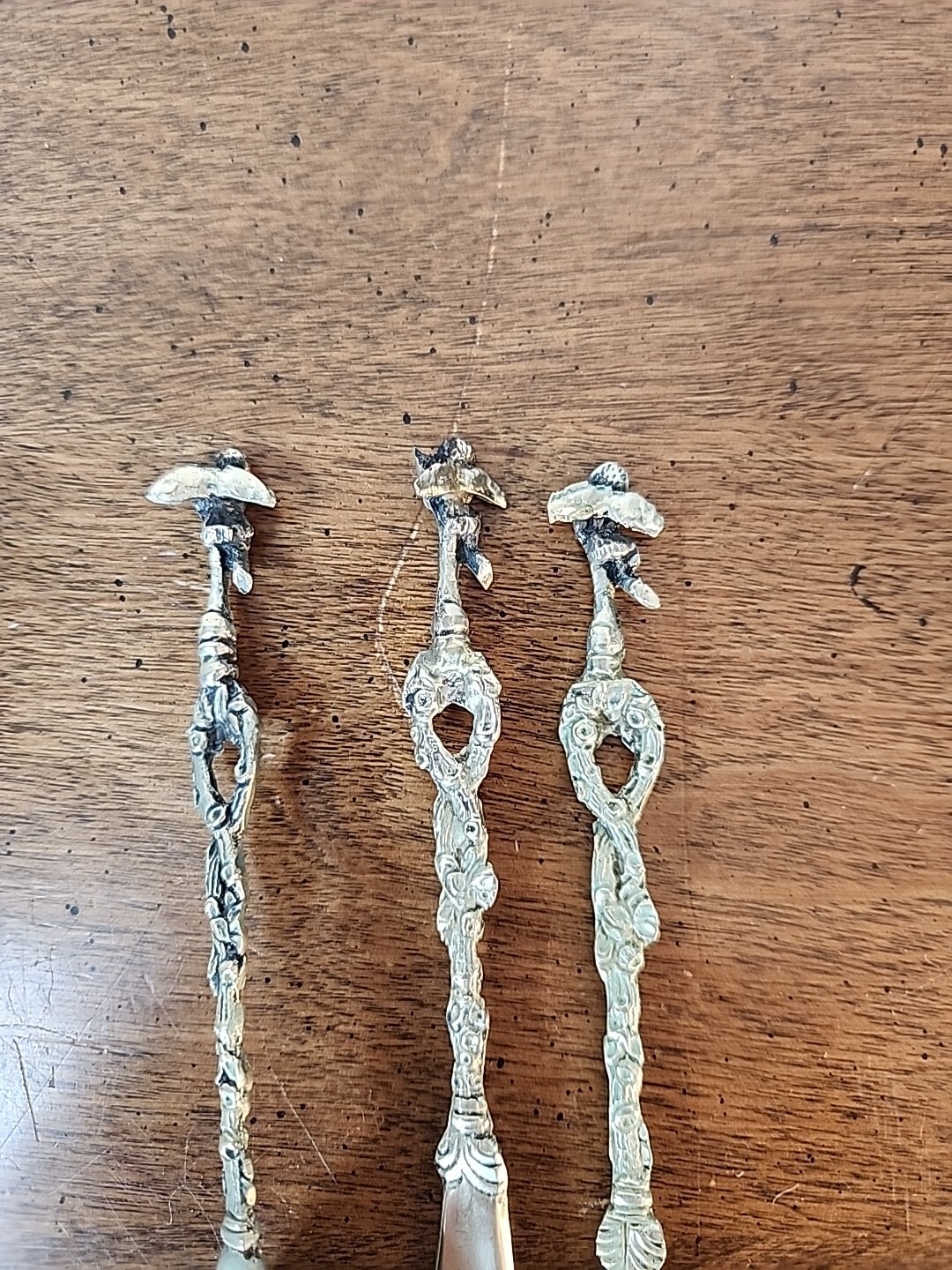 ANTIQUE FIGURAL CHERUB KNIFE, FORK & SPOON SET – ITALY