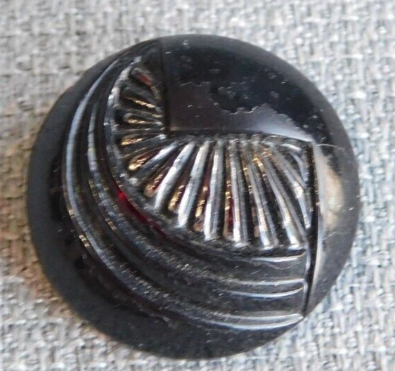 Antique Vtg Glass Button Deep Dark Red Aprx: 15/16″ #616-D