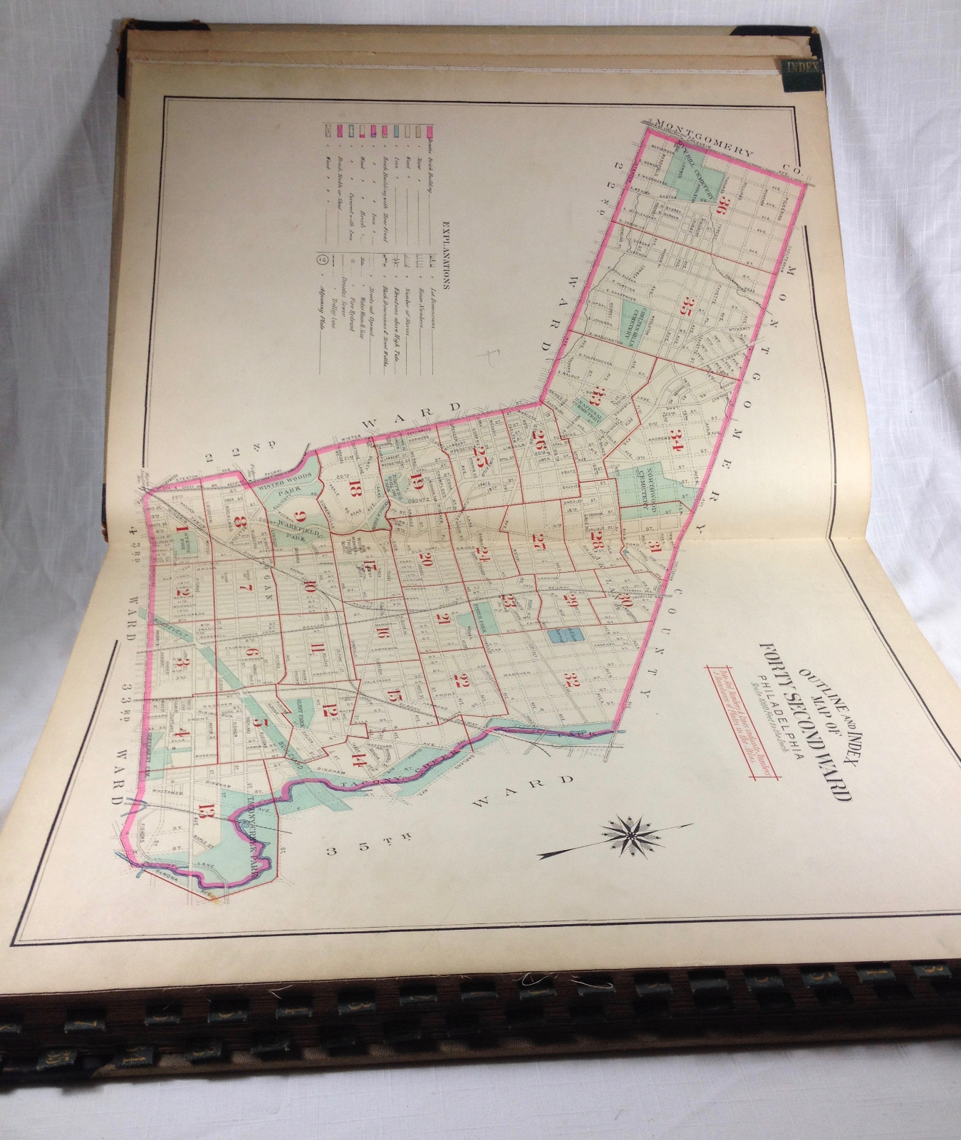 1923 ATLAS OF PHILADELPHIA 42nd WARD, George W. & Walter S. Bromley, Folio Size