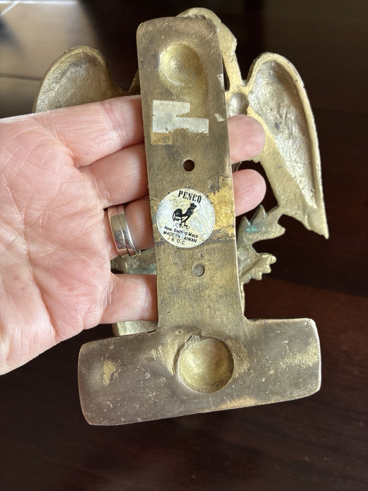 VNTG/Penco/Brass American Eagle Door Knocker/Globe/New Bedford MA/Taiwan/1970s