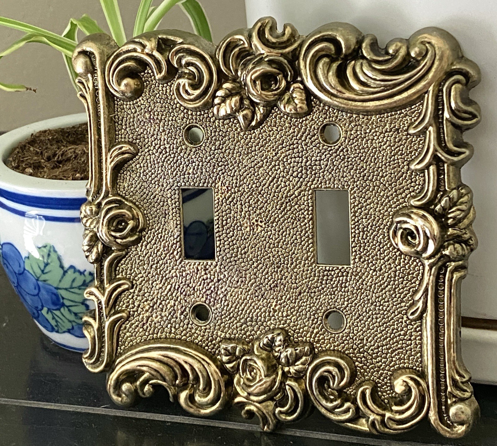 1960s Vintage Metal Double Light Switch Cover Plate American Tack Hardware 60TT