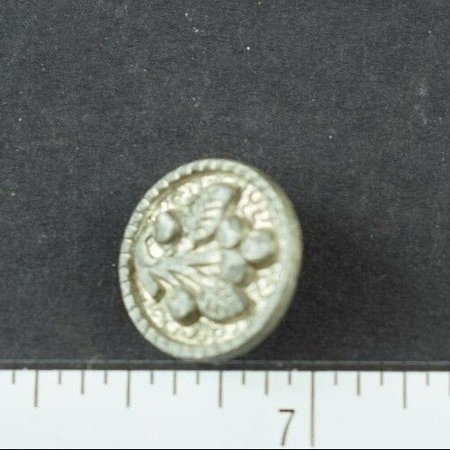 Vintage Lovely 1-piece Pewter Cherries Branch & Leaves Figural Realistic Button