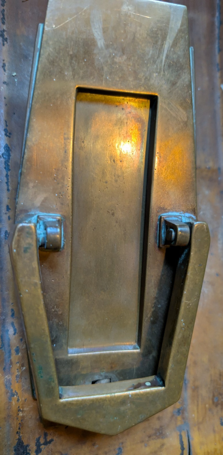 ART DECO DOOR KNOCKER / LETTERBOX – Vintage Brass Salvage Door Knocker Antique?