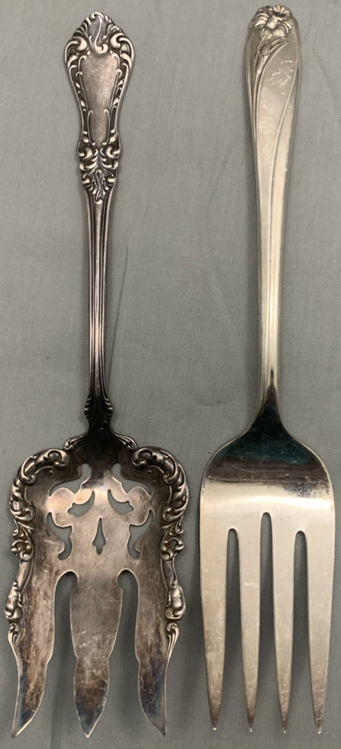 5 Pc Ornate Antique to Vintage Silverplated SERVING FORKS 7 5/8″ – 8 7/8″