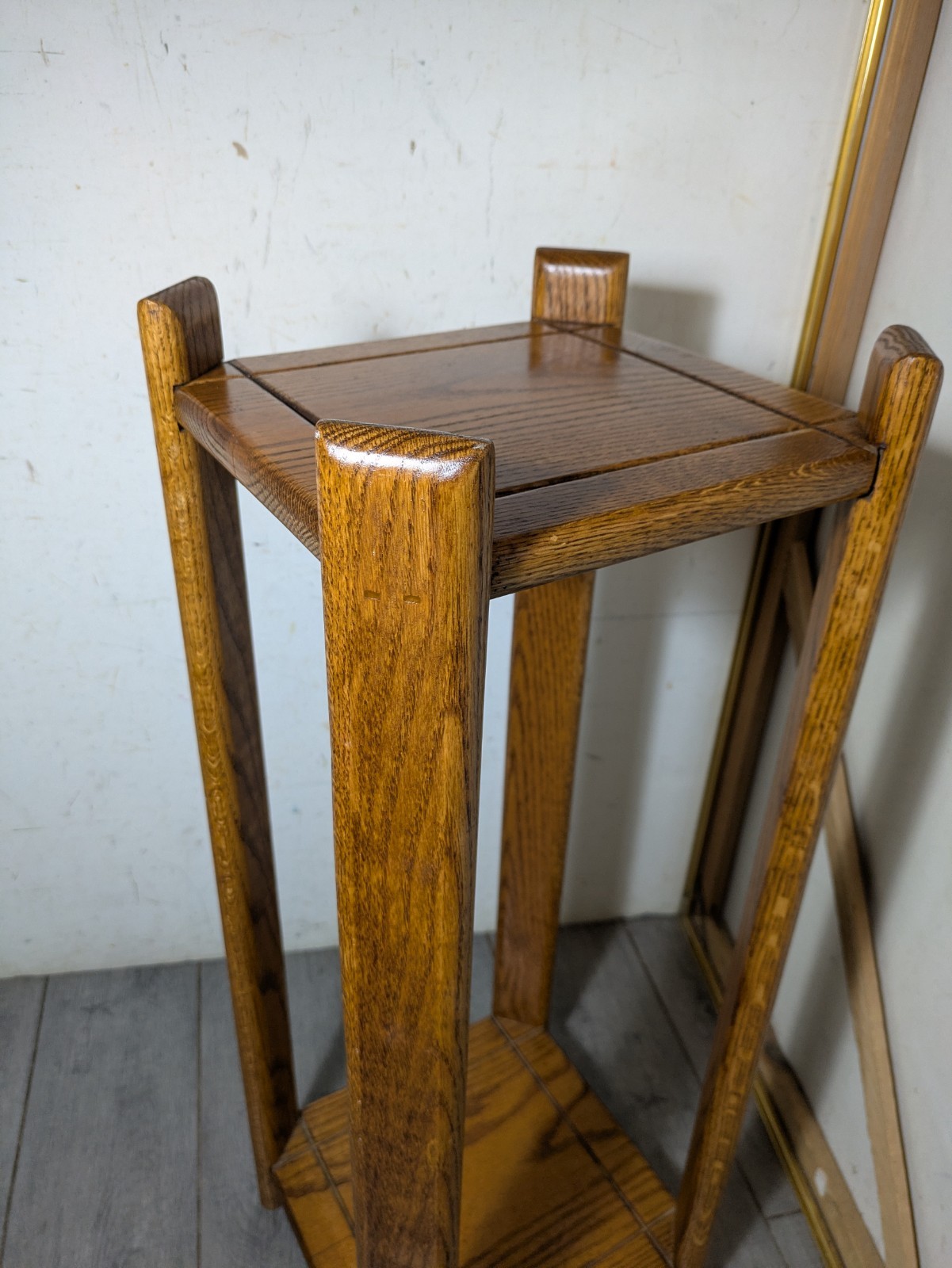 Vintage Rustic Country Mission Solid Oak Wood 2-Tier Plant Stand Fern Table T74