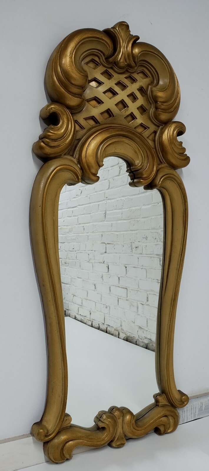 Vintage Hollywood Regency Syroco Gesso Style Molded Plastic Ornate Mirror 50X21