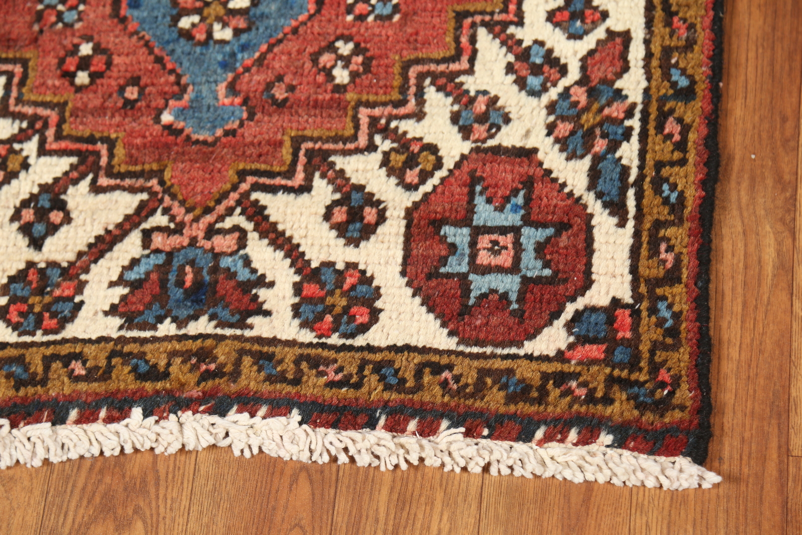 Pre-1900 Vegetable Dye Heriiz Serapi Narrow Runner Handmade Antique Rug 2×11