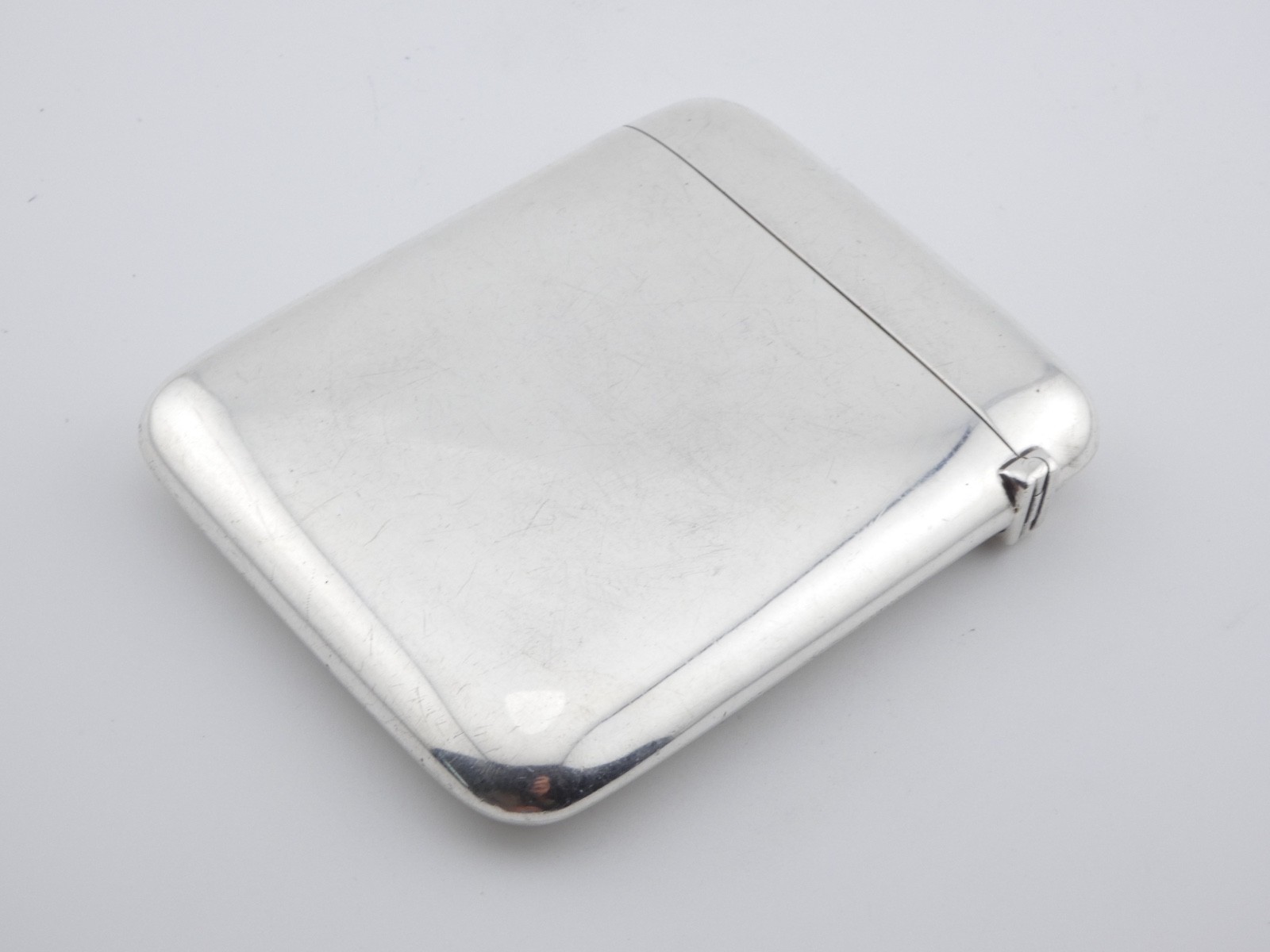 ANTIQUE EDWARDIAN SOLID STERLING SILVER & GOLD PUSH BUTTON CIGARETTE CARD CASE