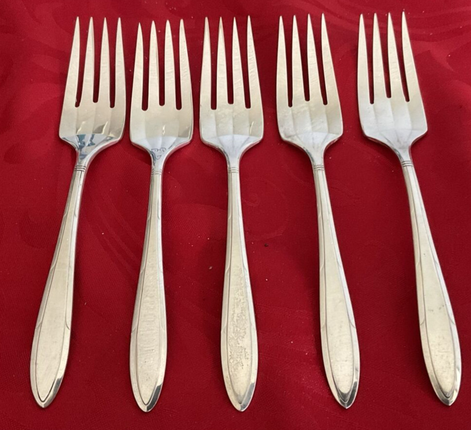 Oneida Nobility Plate Reverie lot of 5 salad forks 6 1/8″ EUC polished