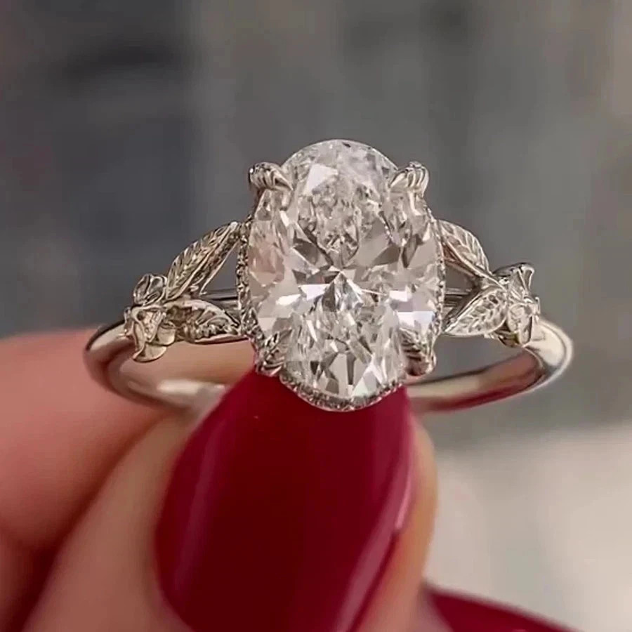 2.00Ct Oval Cut Lab Created Diamond Women’s Wedding Ring 14k White Gold Plated