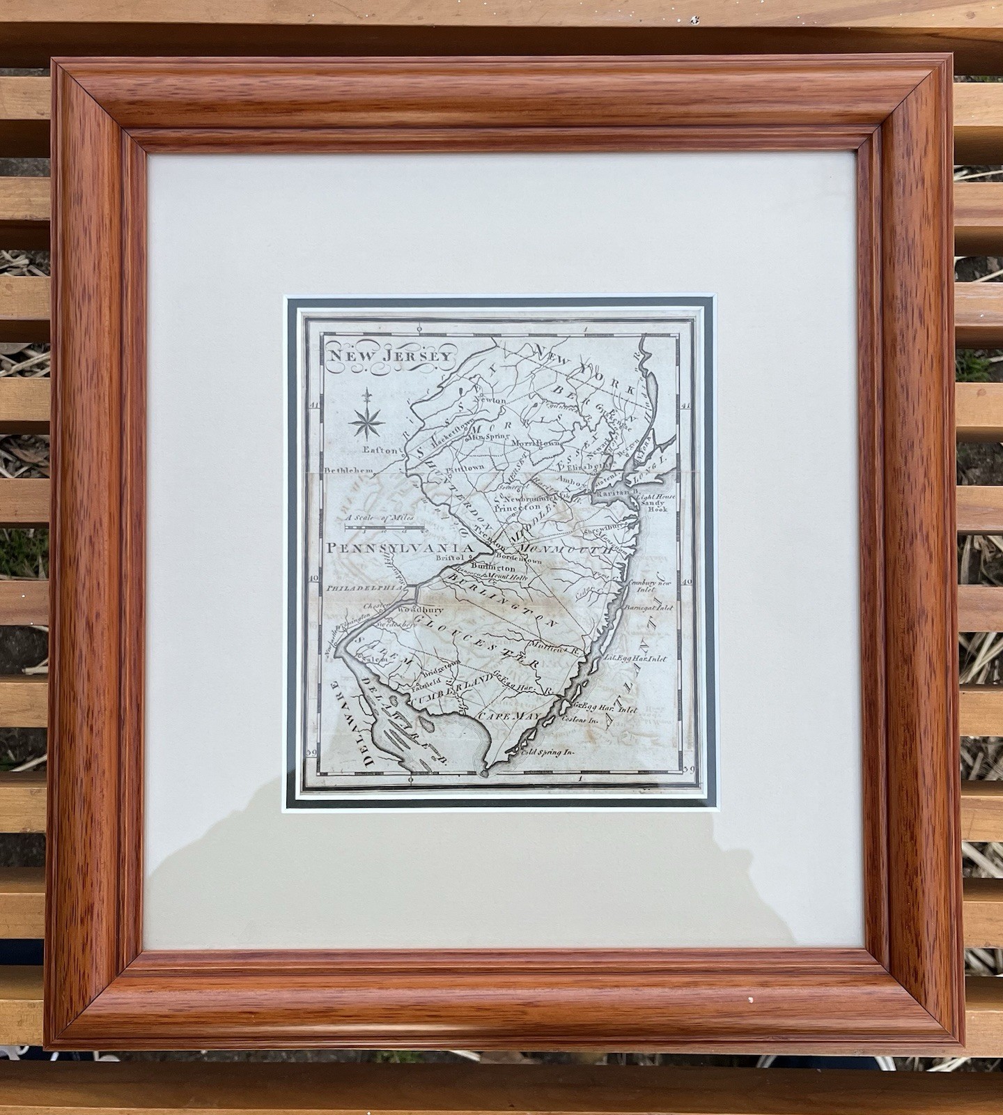 Antique 1795 Joseph Scott New Jersey Map Gazetteer Framed SCARCE