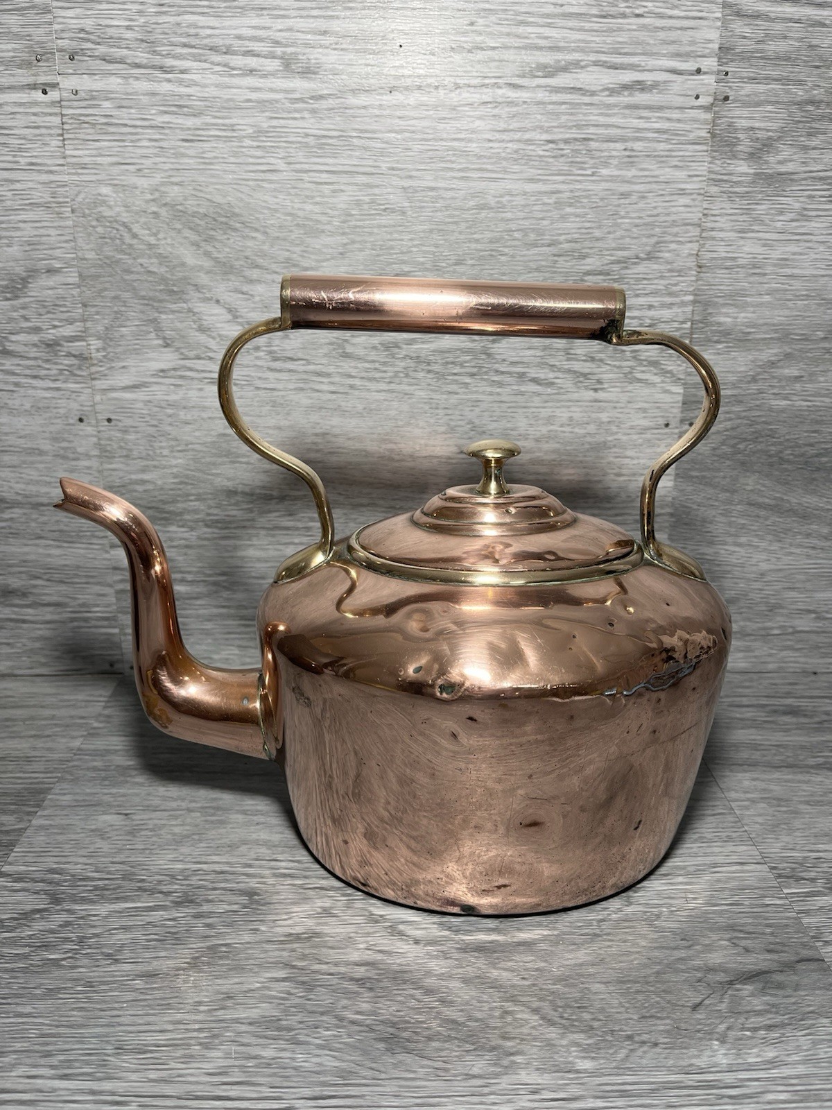 Vintage Copper And Brass Kettle Farmhouse Kitchen Display