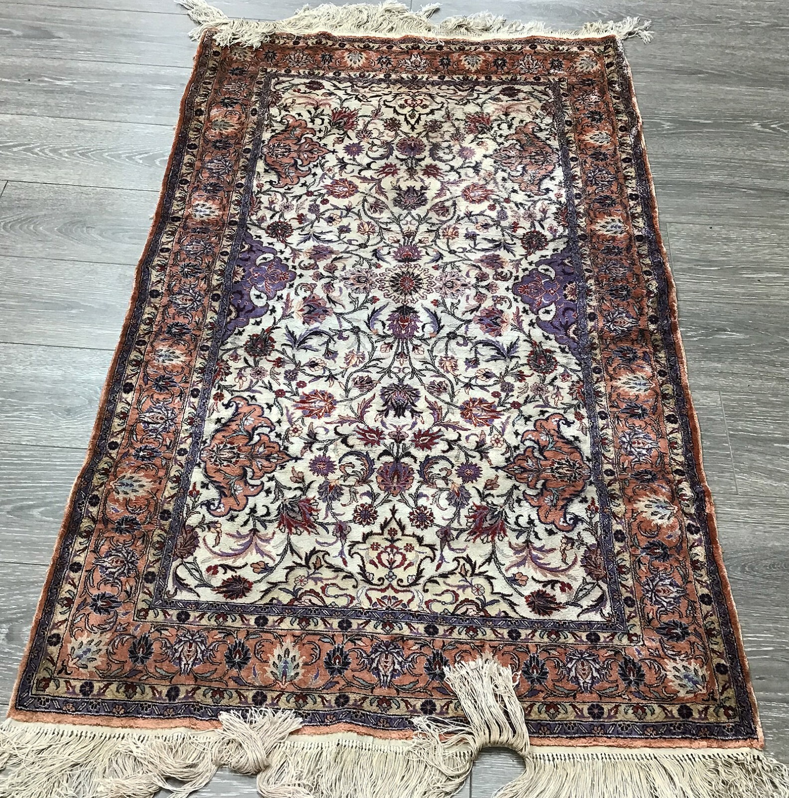 100% Silk Hand-knotted Rug Allover Design 3′ X 5’