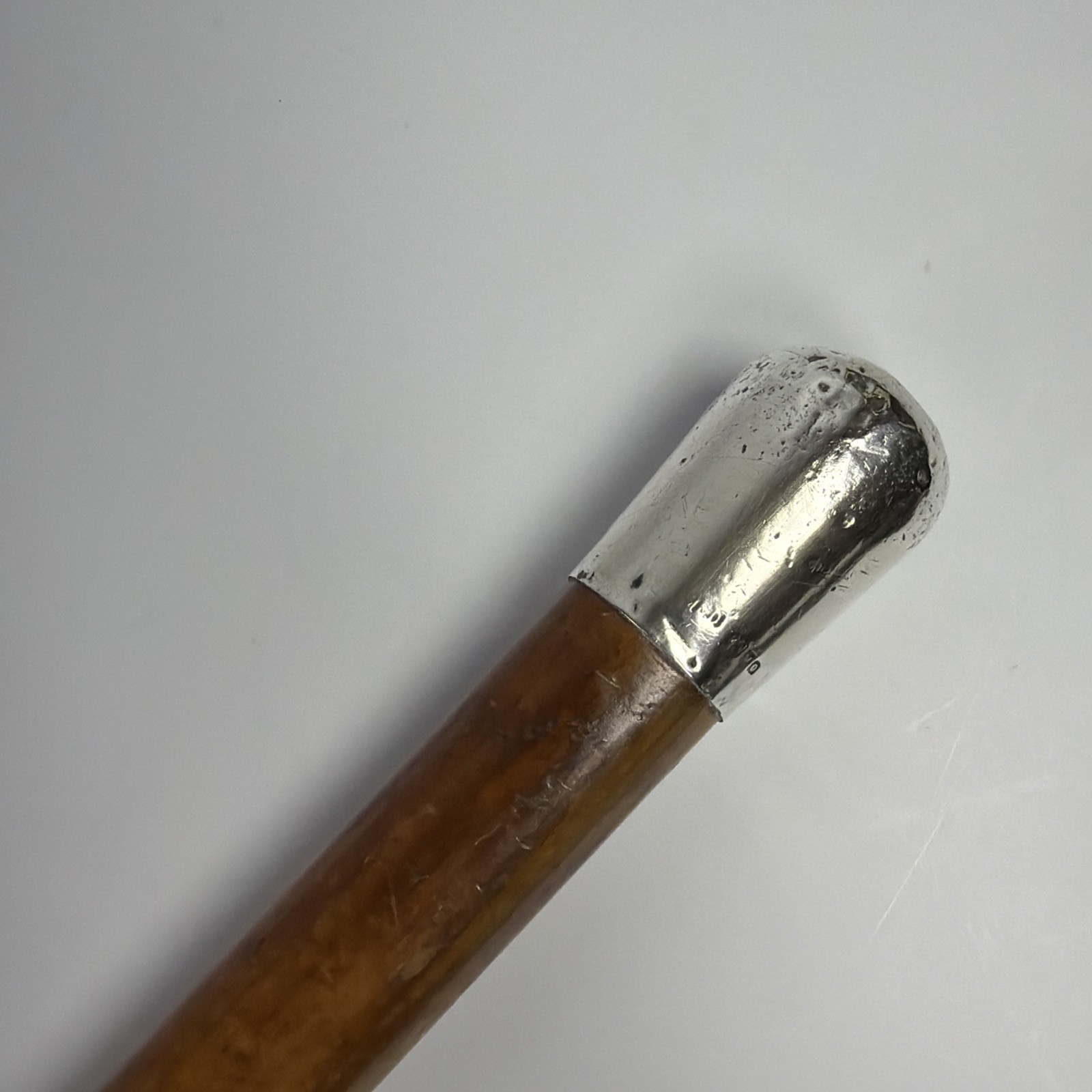Antique Hallmarked Silver Topped Walking Stick Malacca Shaft London 1909