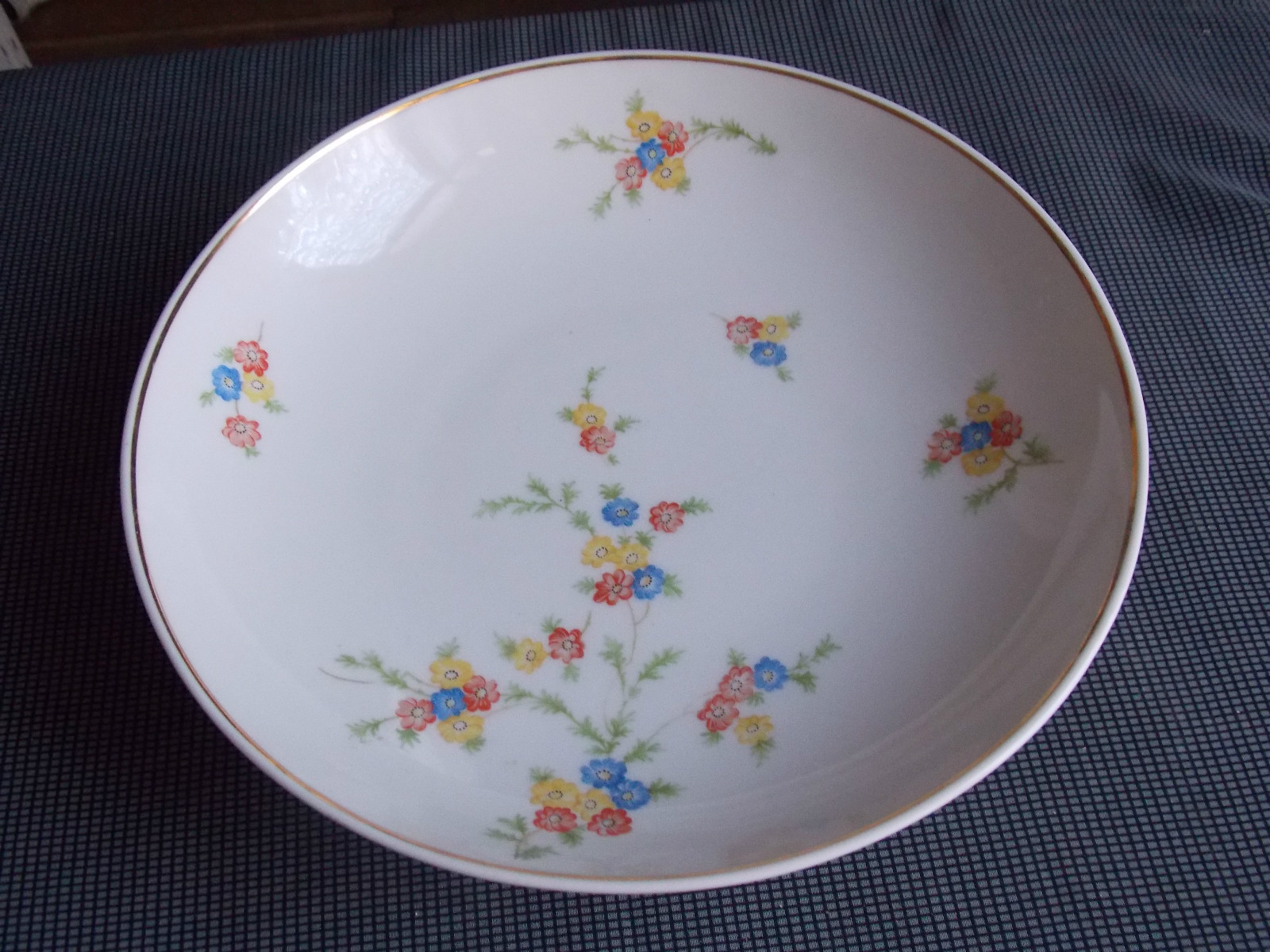 Limoges Porcelain Raynaud & Cie Footed Bowl Flower Decoration Gold Stripes