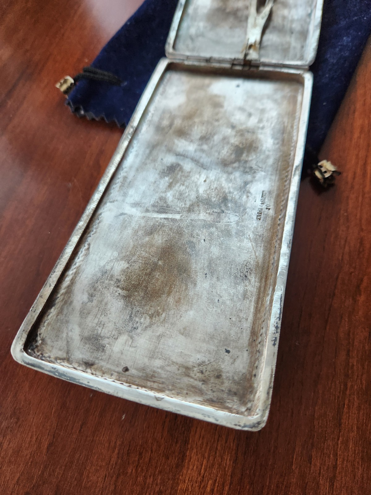 Chinese Export Sterling Silver Cigarette Case Money Holder Card Box WWII USMC