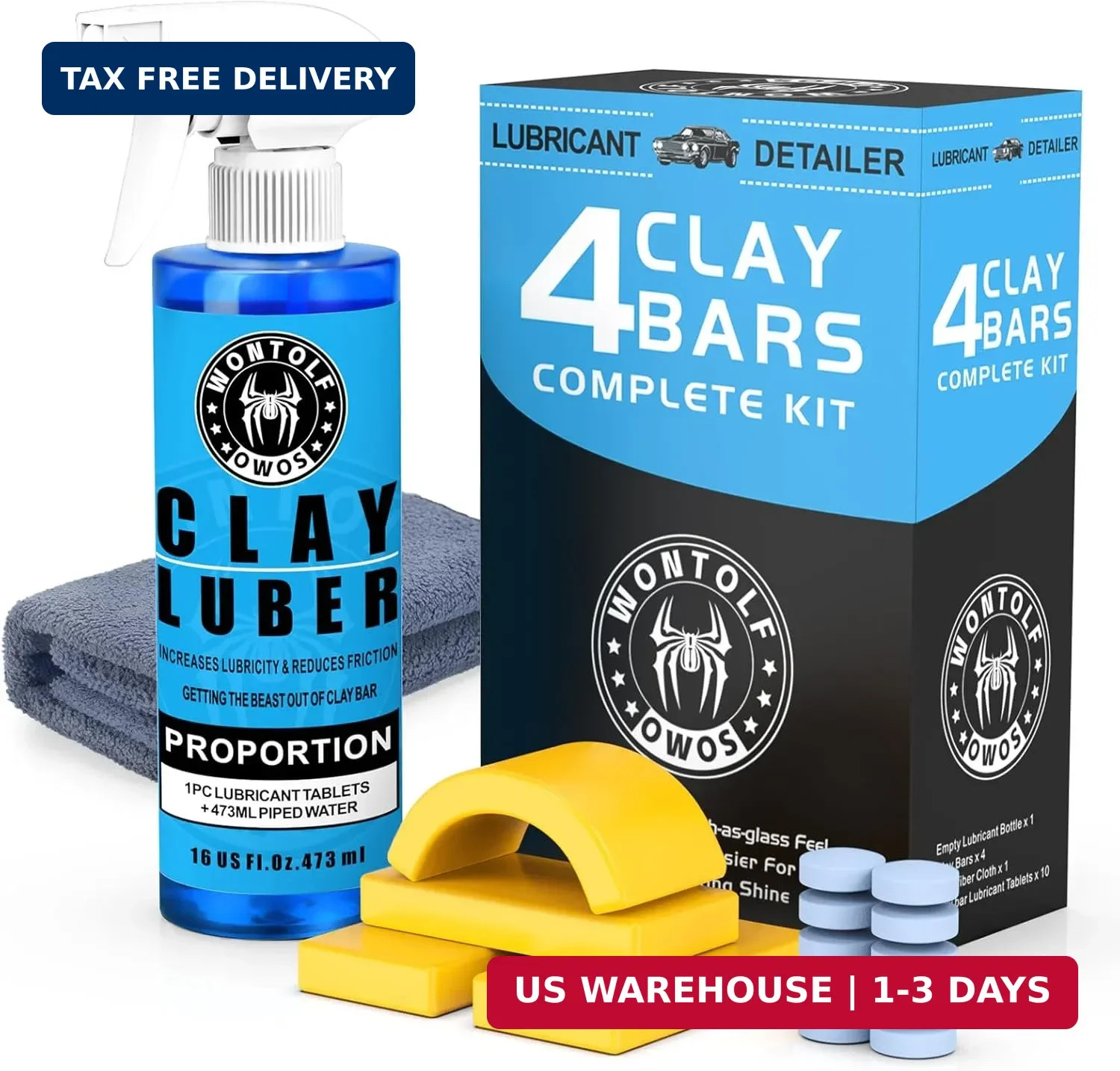 Wontolf Clay Bar Kit, Complete Clay Bars Auto Detailing Clay Luber Lubricant Car