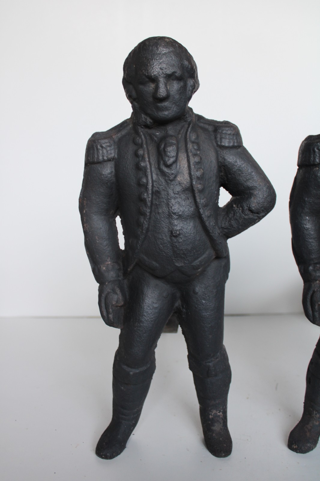Antique 1876 Centennial George Washington Cast Iron Andirons, Appomattox, VA.