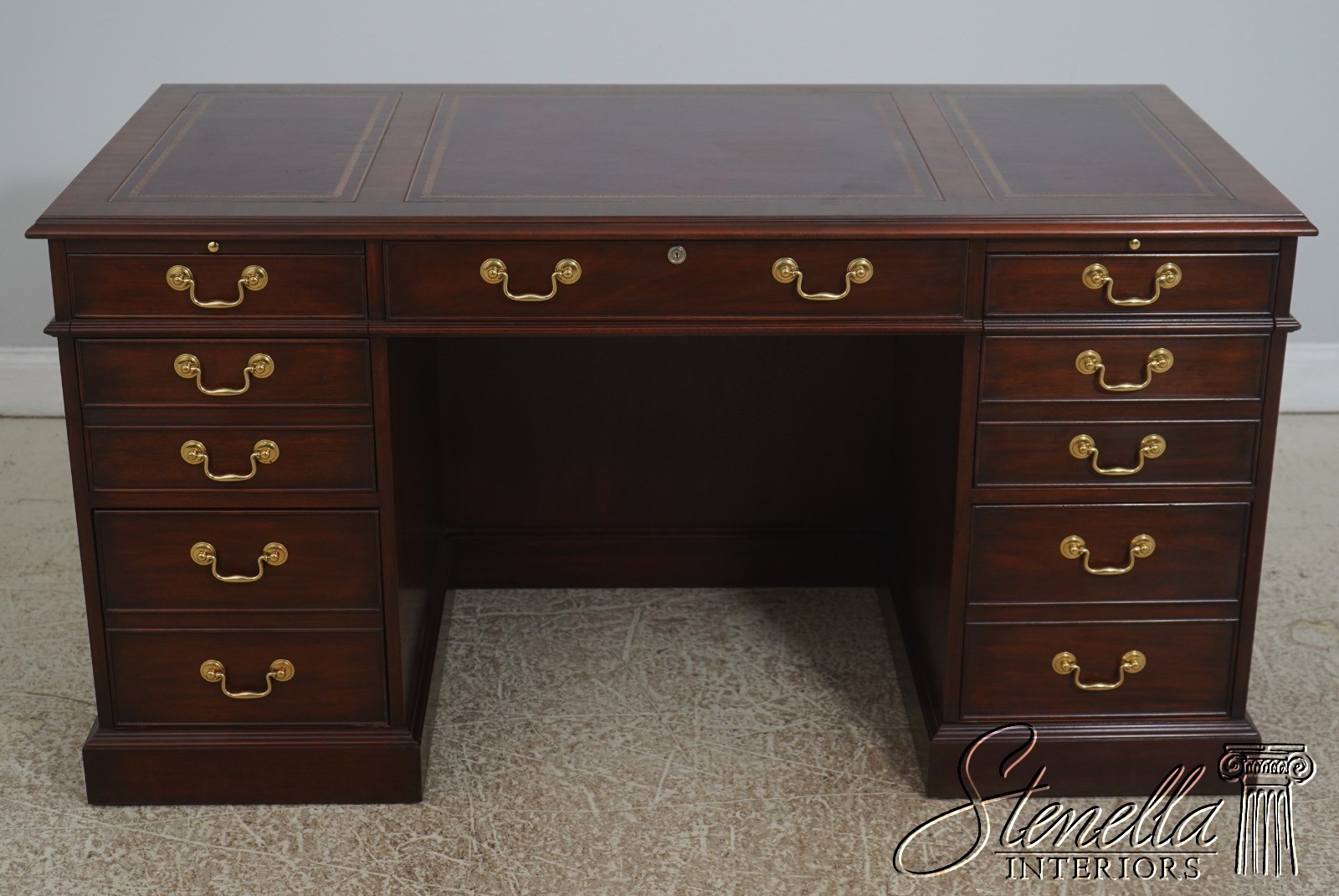 73033: HENKEL HARRIS MOORE Leather Top Executive Desk