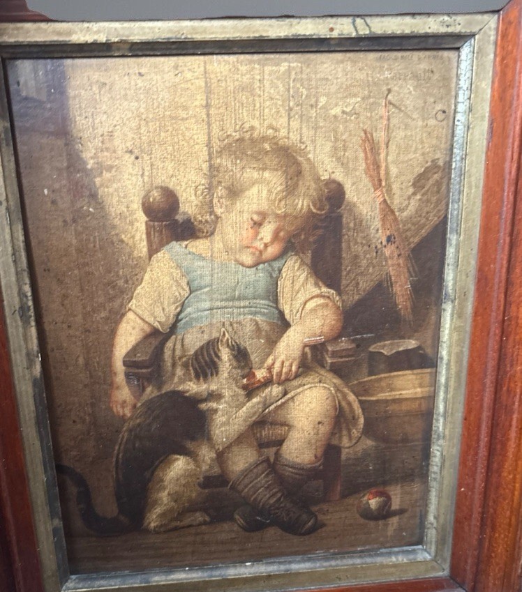 Antique Carved Frame Signed 1850s & Fac Simile D’Apres Perrault, Memphis Origin
