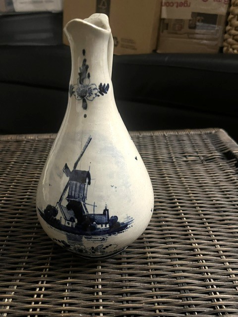 Vintage Delft HJ Schiedam Distillers Jug originally held Blackberry Liqueur 9″ H