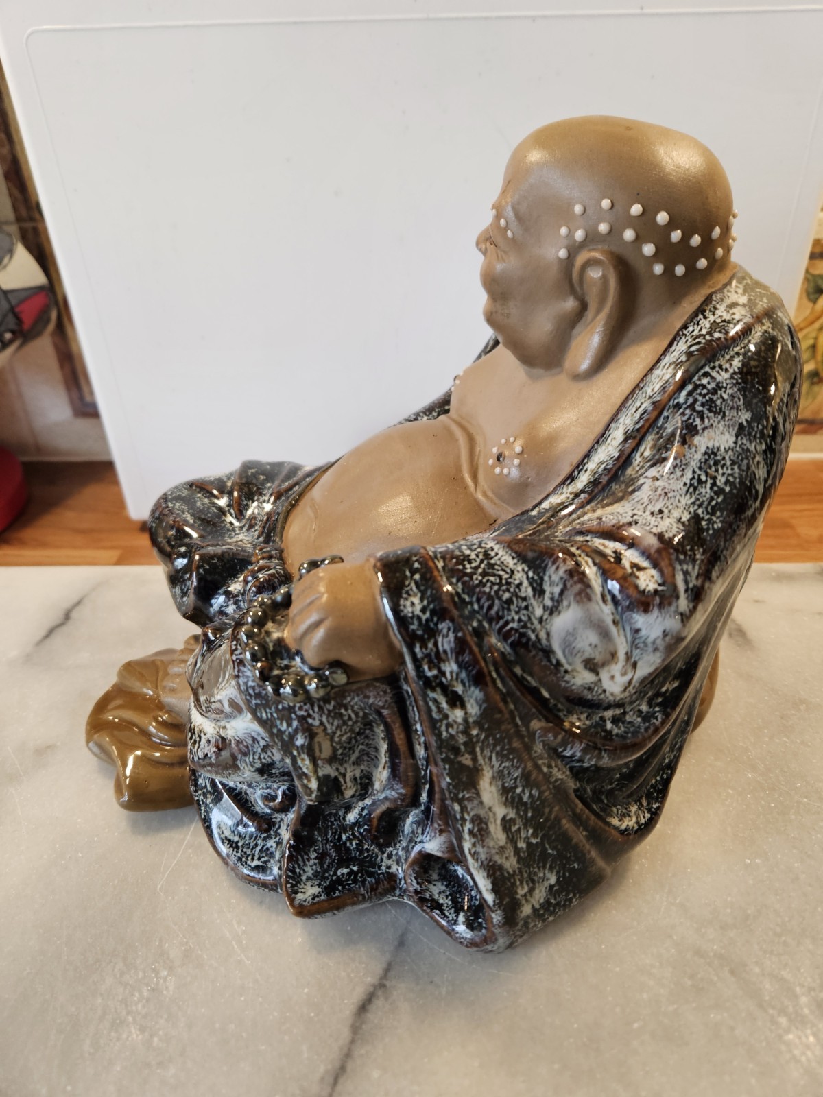Chinese Happy Large Laughing Buddha Mudman Figurine H10″ X W10″ Wt 2kg Vgc