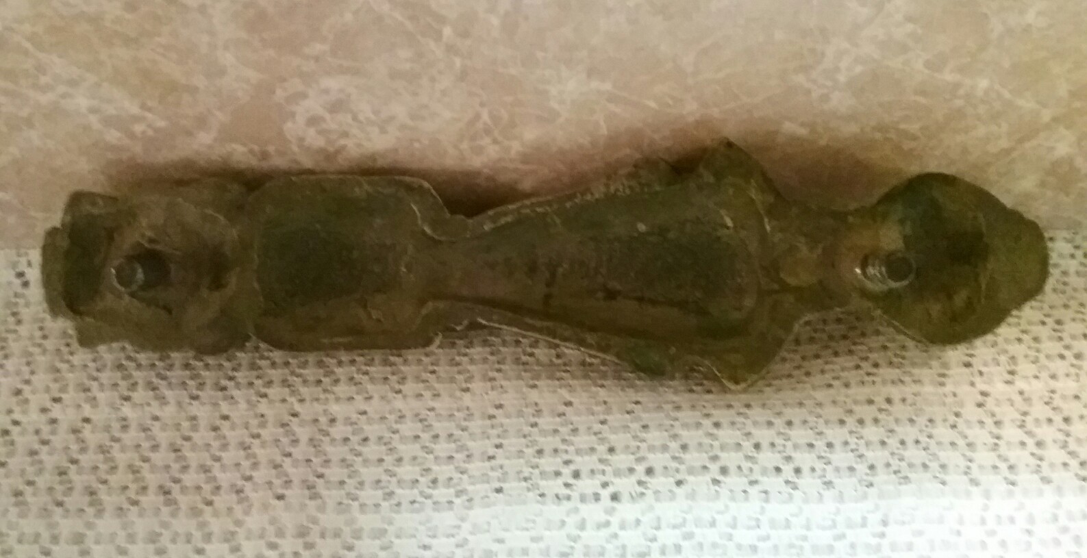Antique Solid Brass Tibetan Buddhist Door Handle Pull Figural w/Orig Hardware
