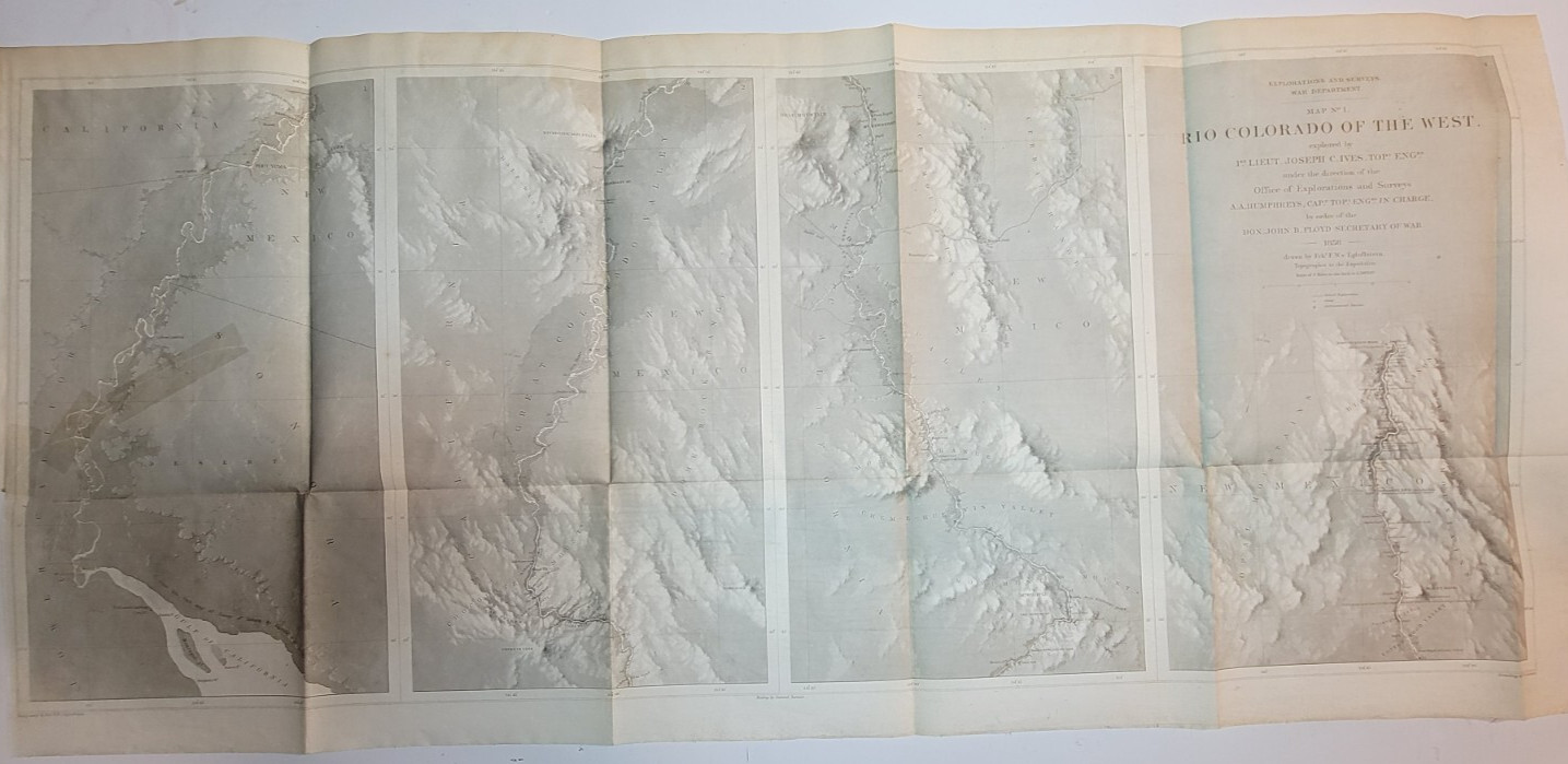 1858 Map No. 1 Rio Colorado of the West Grand Canyon Ives Egloffstein 4 panels