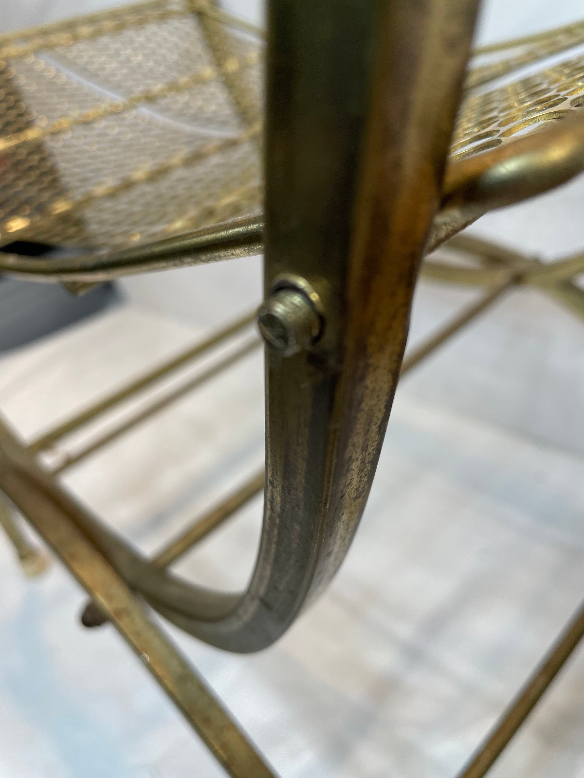Hollywood Regency Gold Metal Vanity Stool Bench Boudoir MCM 25.5 x 21 x 12.5