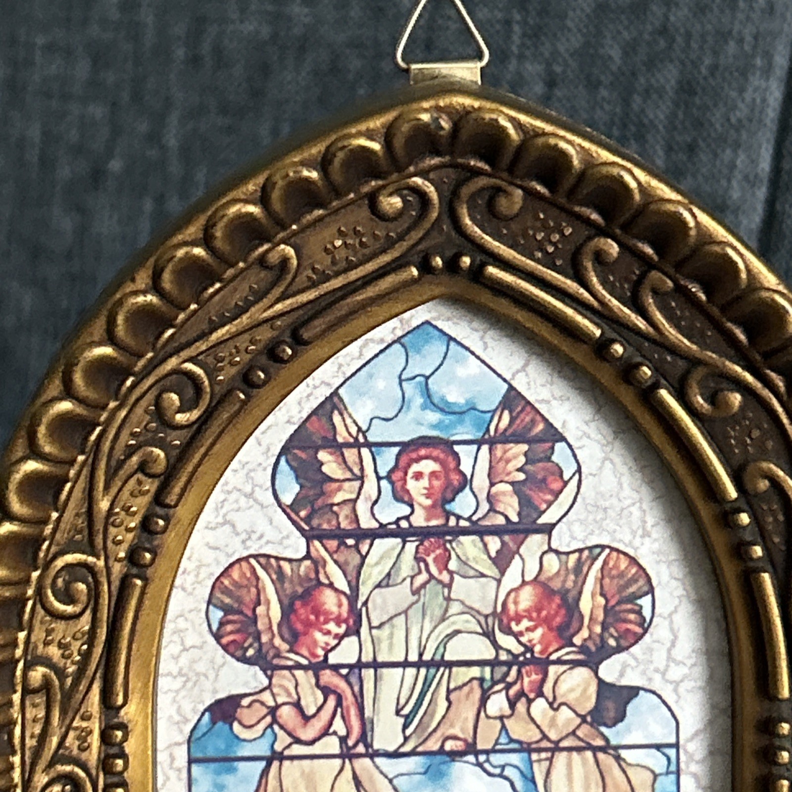 Vintage Plastic MCM Stained Glass Look Jesus Ascension Free Standing/Wall Hang
